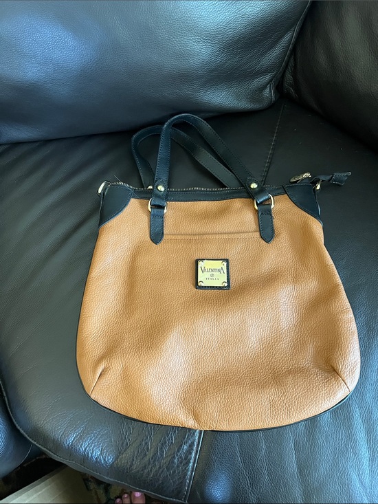 Valentina Handbags - Valentina Two-Tone Tan and Black Shoulder Bag